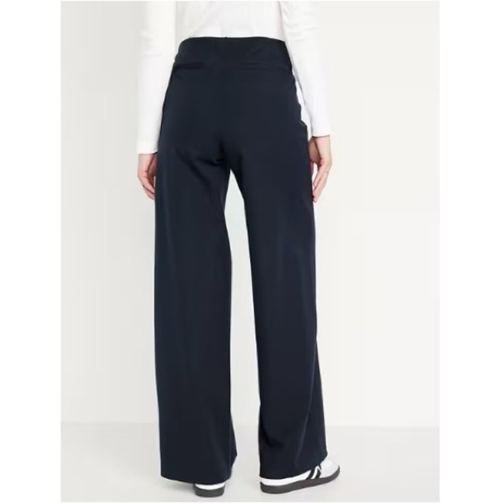 High-Waisted Pull-On Pixie Wide-Leg Pants (navy blue)
